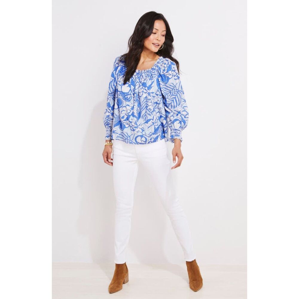 Vineyard vines Painted Palm Beach Ruffle Off The Shoulder Top Size S